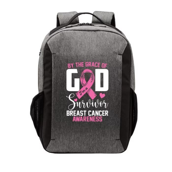 By The Grace God Im A Survivor Breast Cancer Awareness Vector Backpack