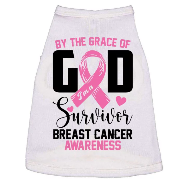 By The Grace God Im A Survivor Breast Cancer Awareness Doggie Tank