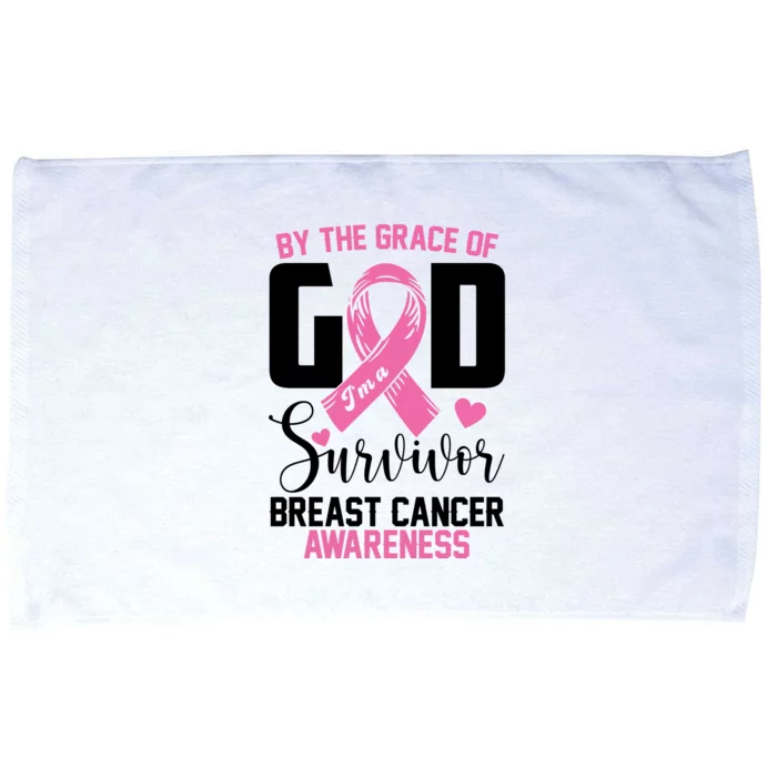 By The Grace God Im A Survivor Breast Cancer Awareness Microfiber Hand Towel