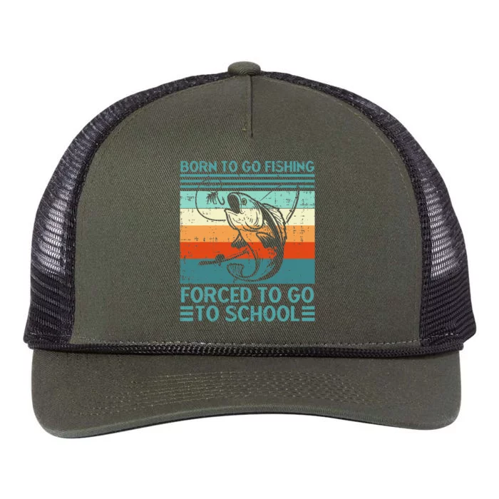 Born To Go Fishing Forced School Funny Retro Rope Trucker Hat Cap