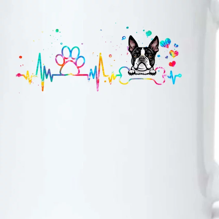 Boston Terrier Heartbeat Funny Tie Dye Dog Lovers Black Color Changing Mug