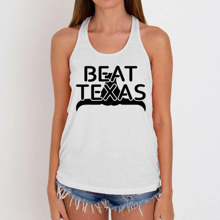 Beat Texas Horns Down Oklahoma Texas Red River Women's Knotted Racerback Tank