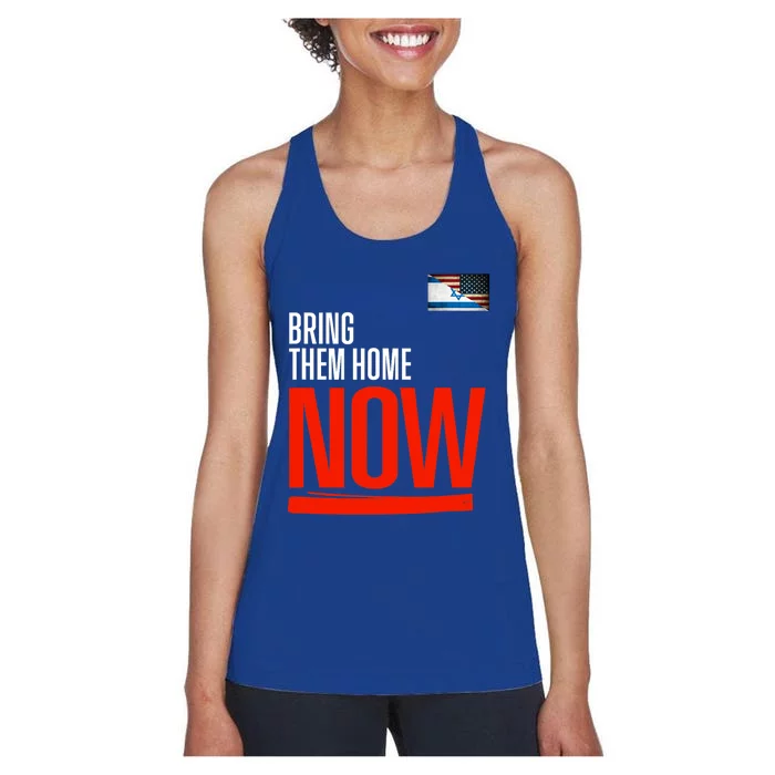 Bring Them Home Now! Stand With Israel Israel America Flag Women's Racerback Tank