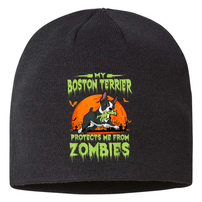 Boston Terrier Halloween Zombie American Gentleman Dog Lover 8 1/2in Sustainable Knit Beanie