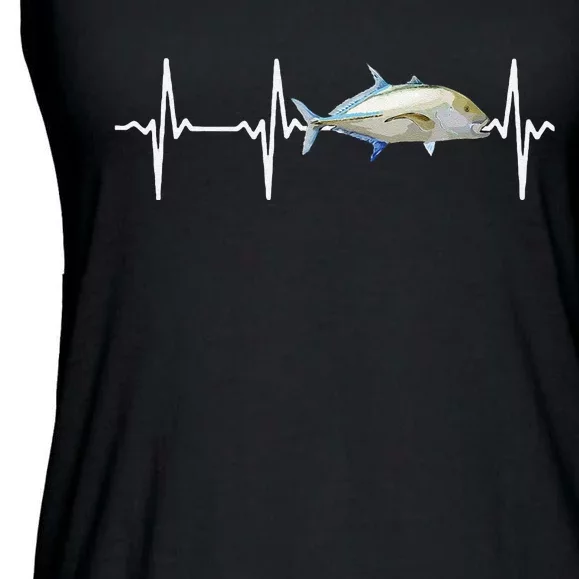 Bluefin Trevally Heartbeat For Saltwater Fish Fishing Lovers Ladies Essential Flowy Tank