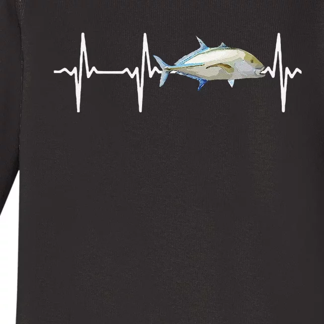 Bluefin Trevally Heartbeat For Saltwater Fish Fishing Lovers Baby Long Sleeve Bodysuit