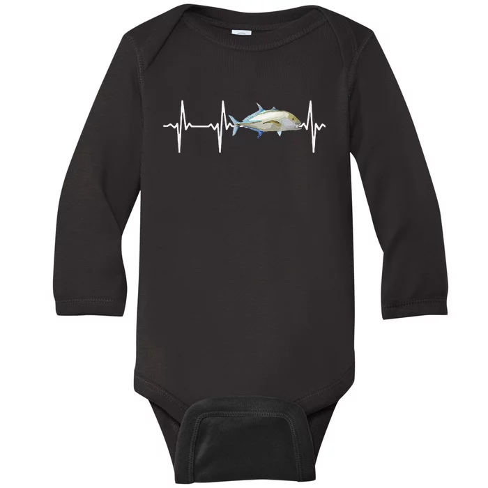 Bluefin Trevally Heartbeat For Saltwater Fish Fishing Lovers Baby Long Sleeve Bodysuit