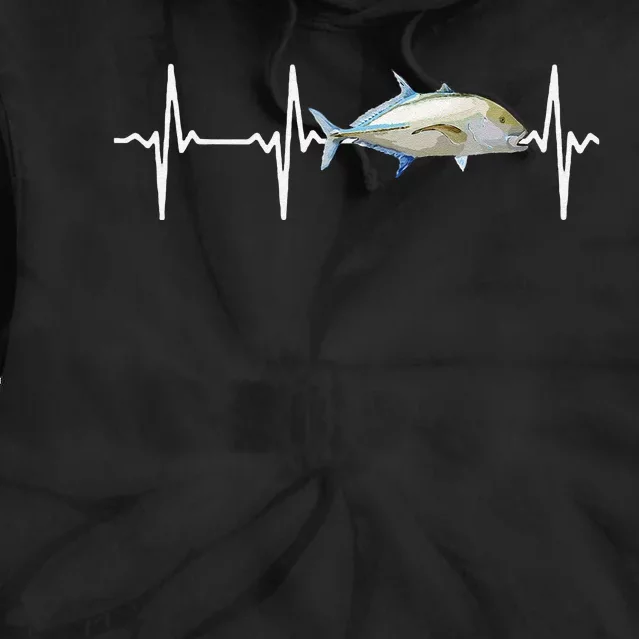 Bluefin Trevally Heartbeat For Saltwater Fish Fishing Lovers Tie Dye Hoodie