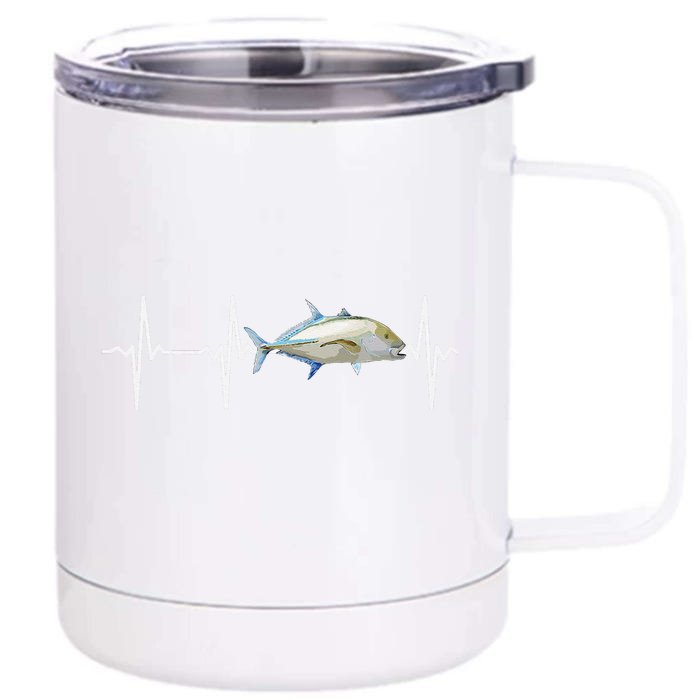 Bluefin Trevally Heartbeat For Saltwater Fish Fishing Lovers Front & Back 12oz Stainless Steel Tumbler Cup