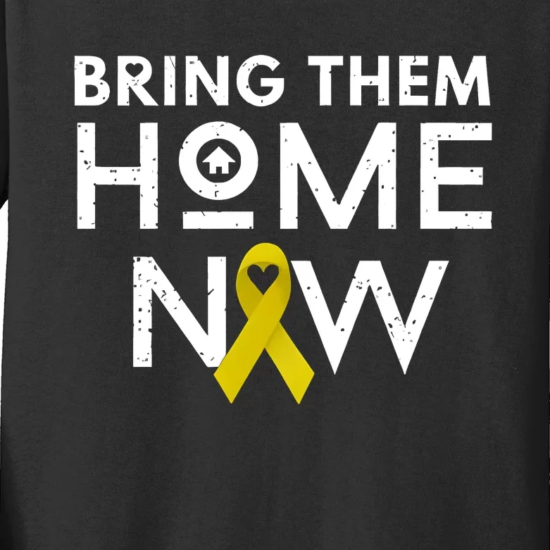 Bring Them Home Now Yellow Ribbon Heart Kids Long Sleeve Shirt