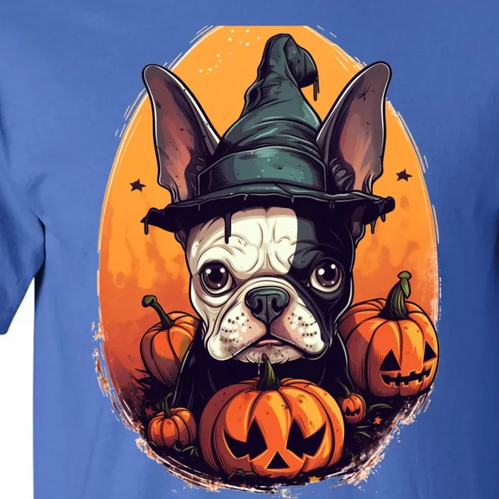 Boston Terrier Halloween Witch Pumpkin Dog Lover Gift Tall T-Shirt