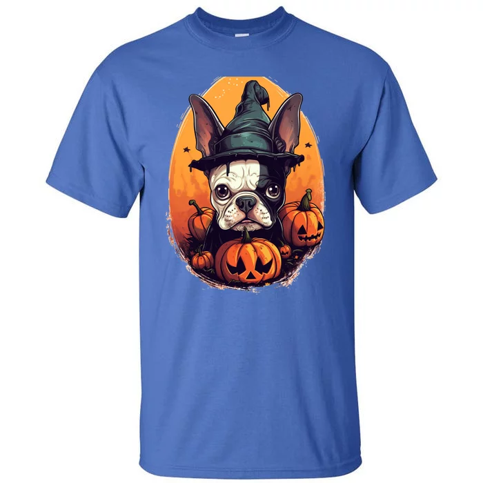 Boston Terrier Halloween Witch Pumpkin Dog Lover Gift Tall T-Shirt