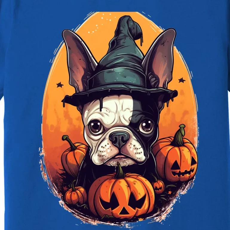 Boston Terrier Halloween Witch Pumpkin Dog Lover Gift Premium T-Shirt