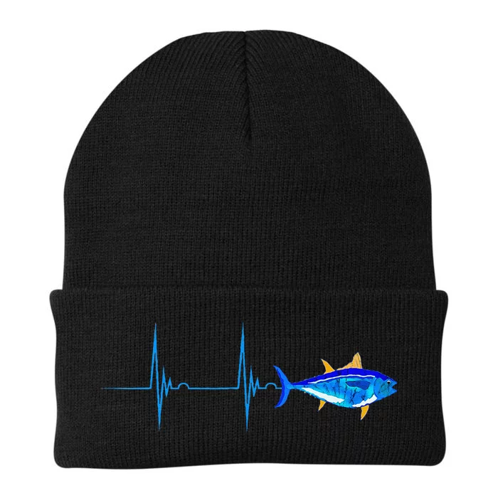 Bluefin Tuna Heartbeat Ekg Pulseline Deep Sea Fishing Knit Cap Winter Beanie