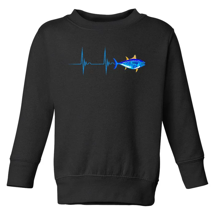 Bluefin Tuna Heartbeat Ekg Pulseline Deep Sea Fishing Toddler Sweatshirt