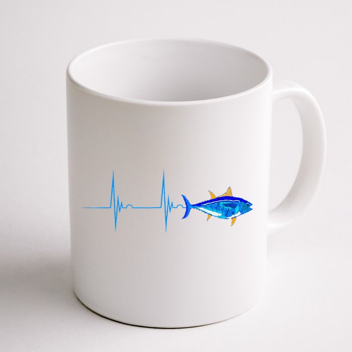 Bluefin Tuna Heartbeat Ekg Pulseline Deep Sea Fishing Front & Back Coffee Mug