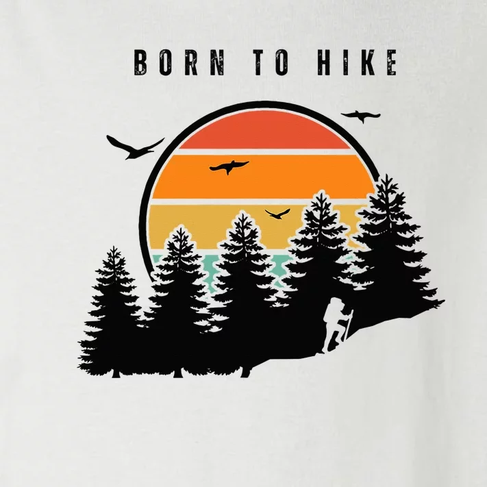 Born to Hike Retro Sunset Style Backpacking Camping Toddler Long Sleeve Shirt