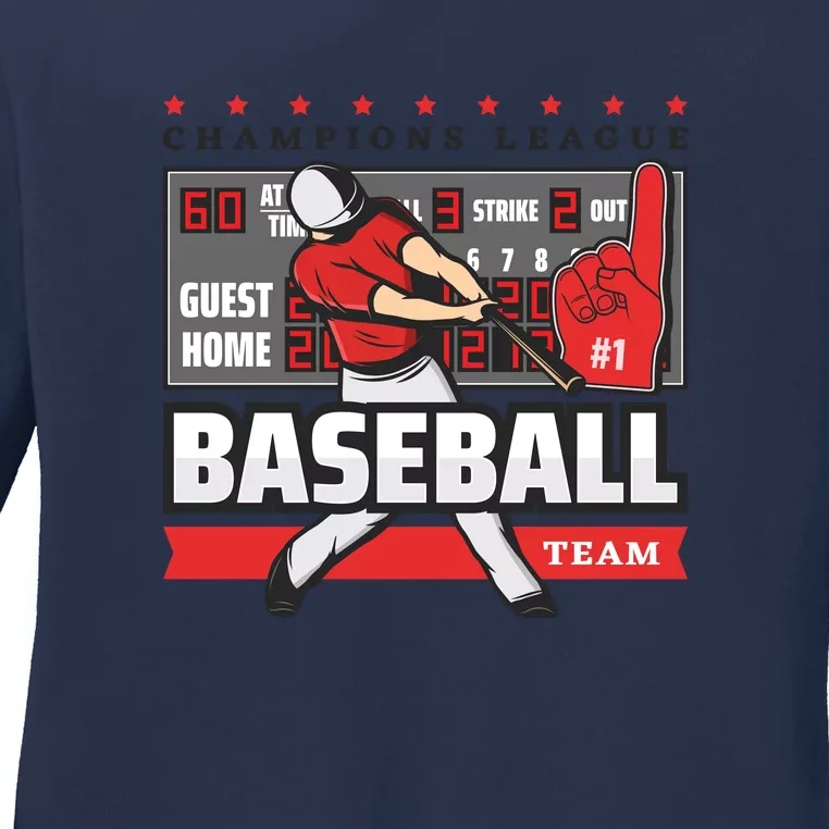 Baseball Team Home Run Attire Ladies Long Sleeve Shirt