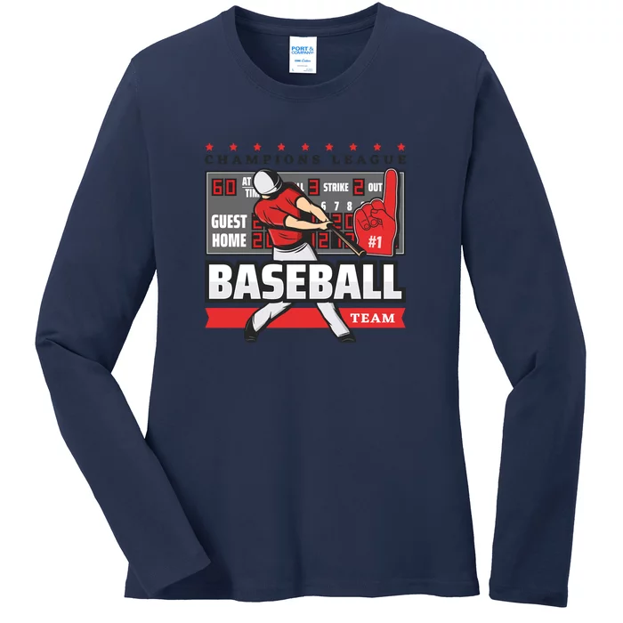 Baseball Team Home Run Attire Ladies Long Sleeve Shirt