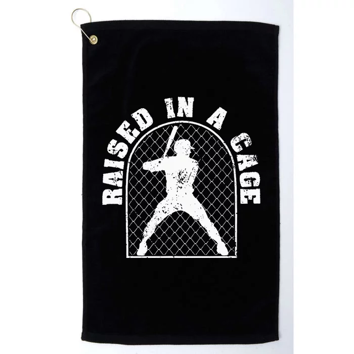 Baseball Training Homerun Batter Catcher Raised In A Cage Platinum Collection Golf Towel