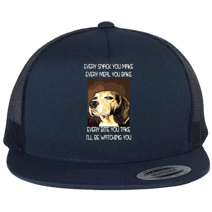 Beagles T I Will Be Watching You Flat Bill Trucker Hat