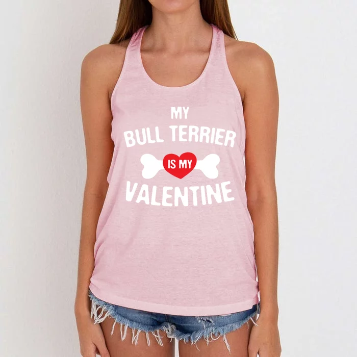 Bull Terrier Is My Valentine Bull Terrier Dog Lover Gift Women's Knotted Racerback Tank