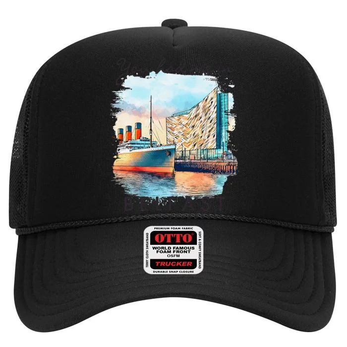 Belfast Travel Ireland Trip Souvenir You Had Me In Belfast High Crown Mesh Trucker Hat