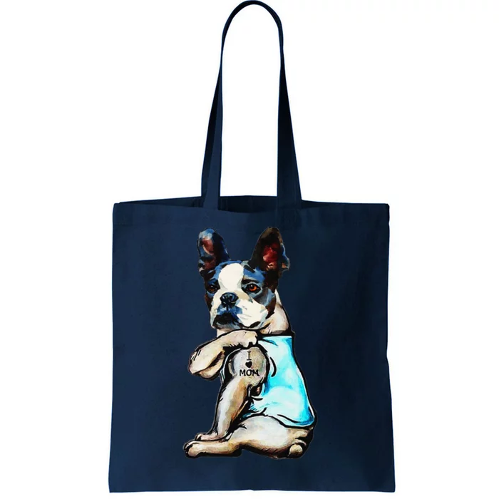 Boston Terrier I Love Mom Tattoo Mother's Day Gift Tote Bag