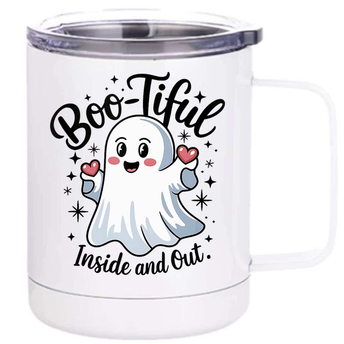 Boo Tiful Inside And Out – Cute Halloween Apparel Front & Back 12oz Stainless Steel Tumbler Cup