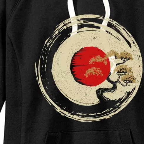 Bonsai Tree In Japanese Zen Buddhist Enso Circle Gift Women's Fleece Hoodie