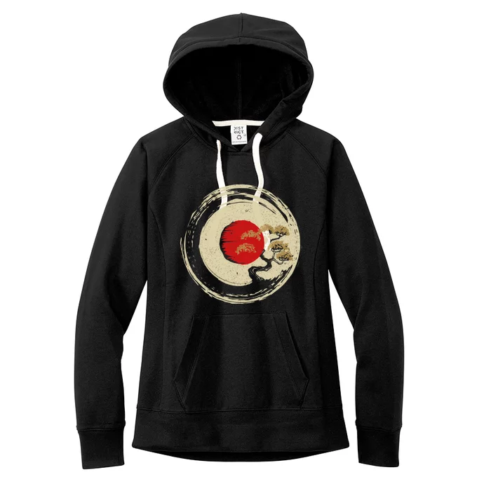 Bonsai Tree In Japanese Zen Buddhist Enso Circle Gift Women's Fleece Hoodie