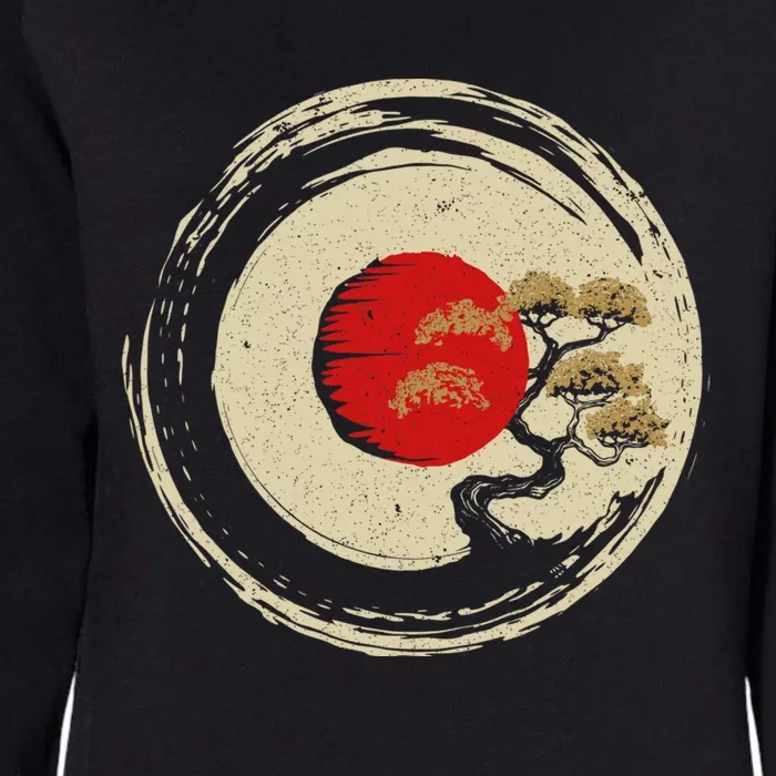 Bonsai Tree In Japanese Zen Buddhist Enso Circle Gift Womens California Wash Sweatshirt