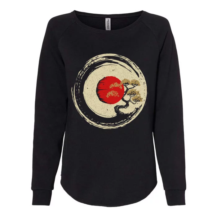 Bonsai Tree In Japanese Zen Buddhist Enso Circle Gift Womens California Wash Sweatshirt