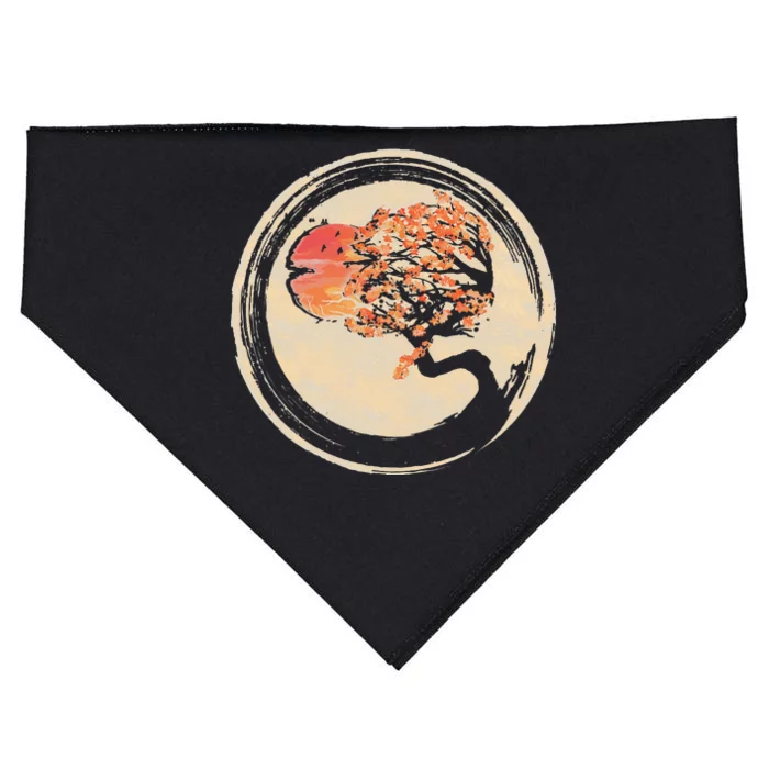 Bonsai Tree in Enso Circle Japanese Zen USA-Made Doggie Bandana