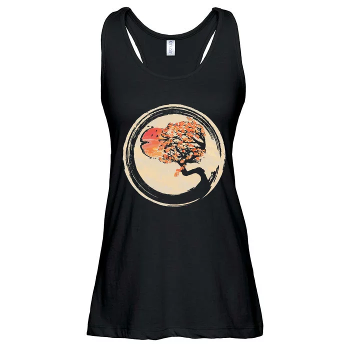 Bonsai Tree in Enso Circle Japanese Zen Ladies Essential Flowy Tank