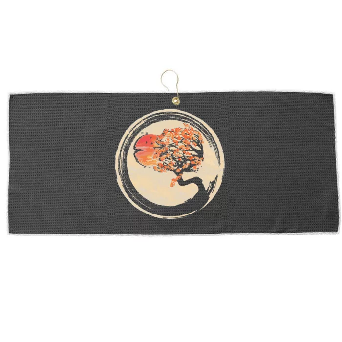 Bonsai Tree in Enso Circle Japanese Zen Large Microfiber Waffle Golf Towel