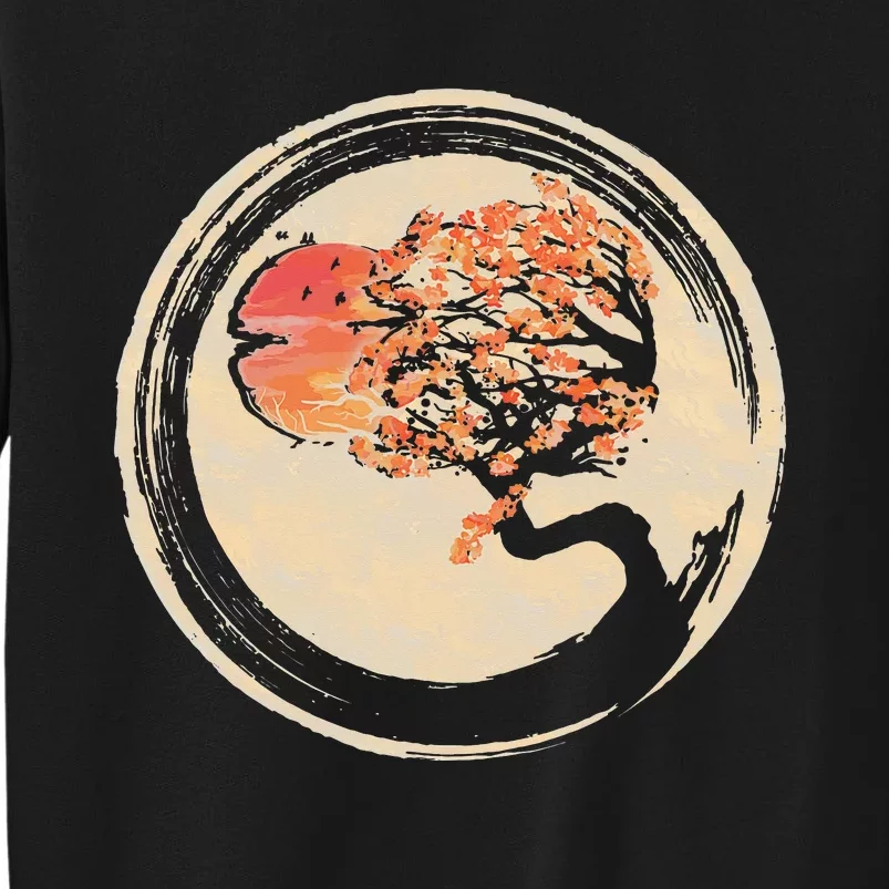 Bonsai Tree in Enso Circle Japanese Zen Tall Sweatshirt