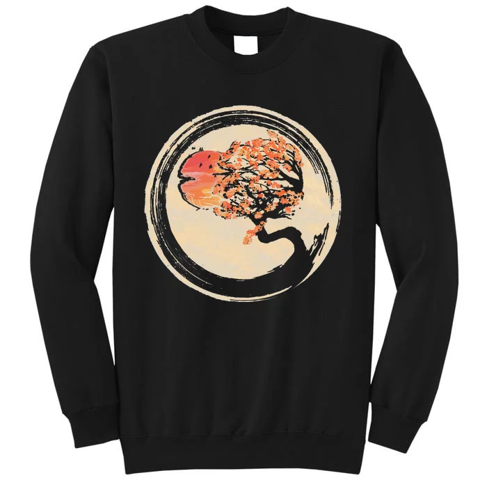 Bonsai Tree in Enso Circle Japanese Zen Tall Sweatshirt