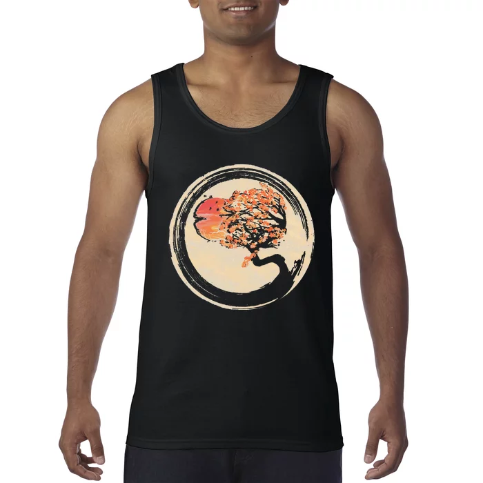 Bonsai Tree in Enso Circle Japanese Zen Tank Top