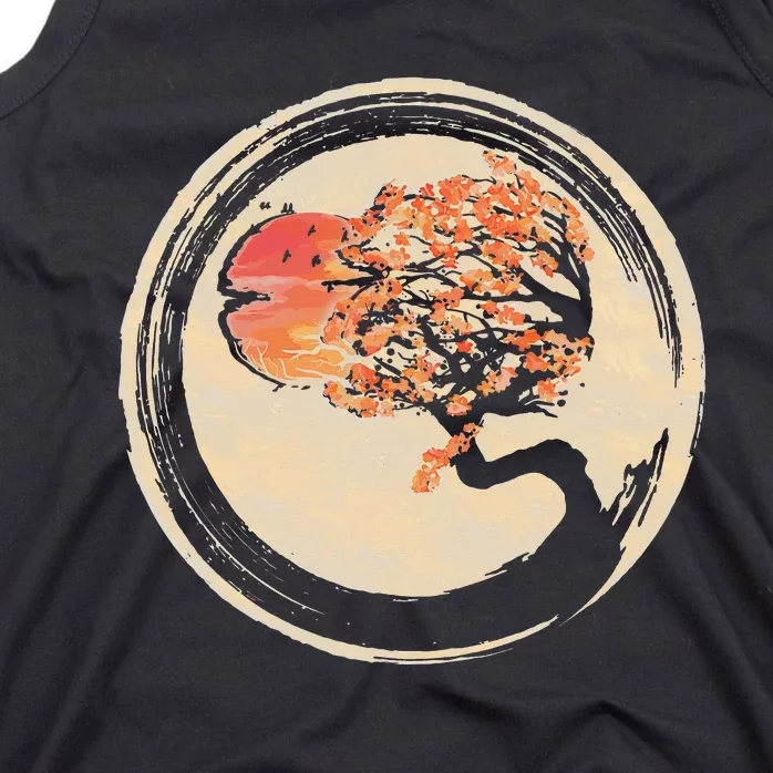 Bonsai Tree in Enso Circle Japanese Zen Tank Top