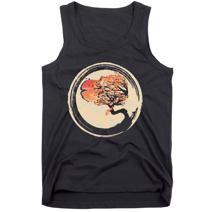 Bonsai Tree in Enso Circle Japanese Zen Tank Top