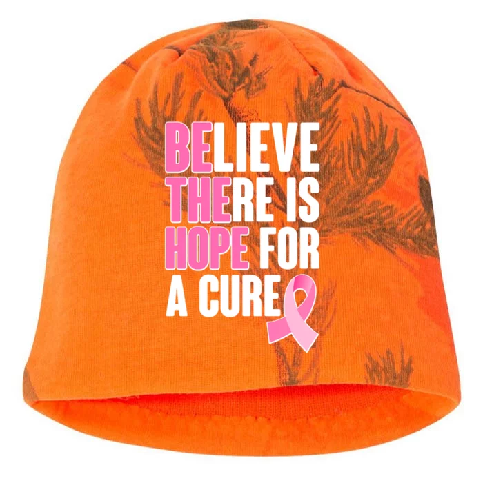 Believe There Is Hope For A Cure Be The Hope Breast Cancer Awareness Kati - Camo Knit Beanie