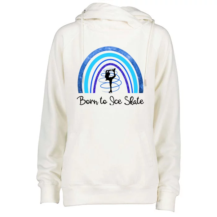 Born To Ice Skate / Figure Skater Athlete Skating Rainbow Womens Funnel Neck Pullover Hood