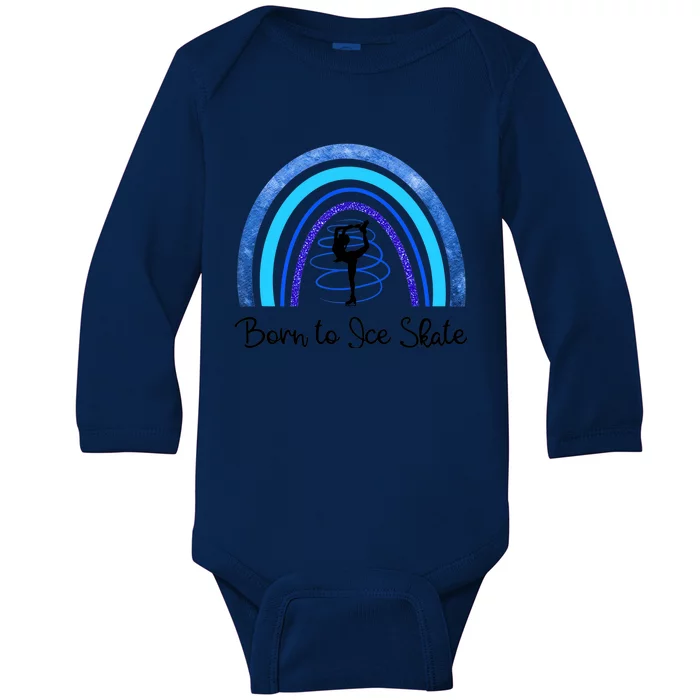 Born To Ice Skate / Figure Skater Athlete Skating Rainbow Baby Long Sleeve Bodysuit