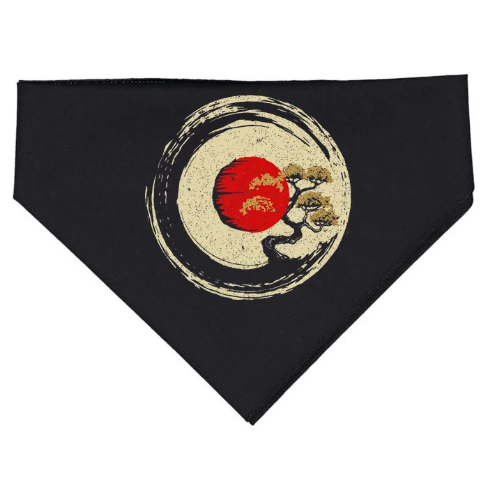 Bonsai Tree In Japanese Zen Buddhist Enso Circle USA-Made Doggie Bandana