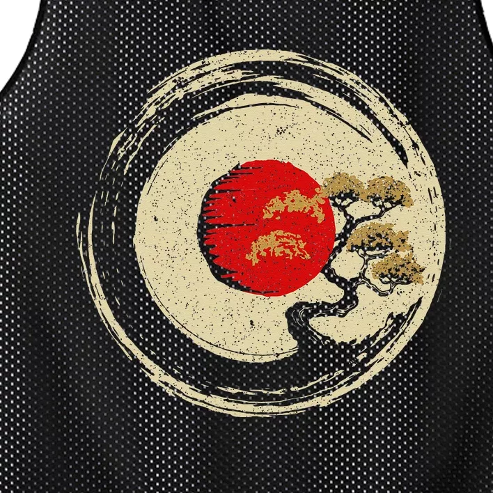 Bonsai Tree In Japanese Zen Buddhist Enso Circle Mesh Reversible Basketball Jersey Tank