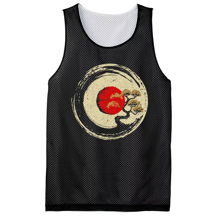 Bonsai Tree In Japanese Zen Buddhist Enso Circle Mesh Reversible Basketball Jersey Tank