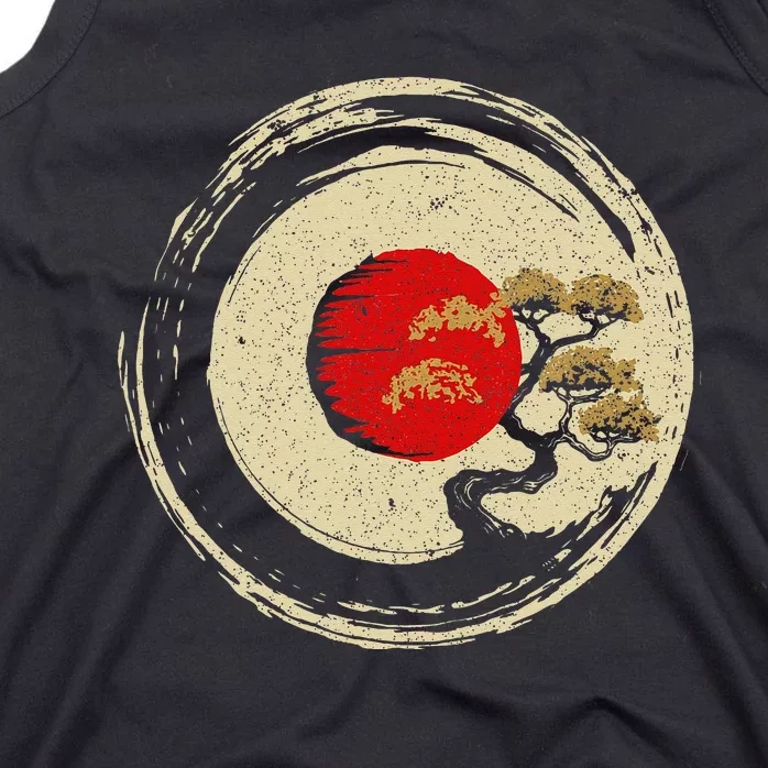 Bonsai Tree In Japanese Zen Buddhist Enso Circle Tank Top