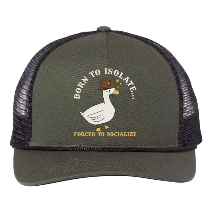 Born To Isolate Forced To Socialize Retro Rope Trucker Hat Cap