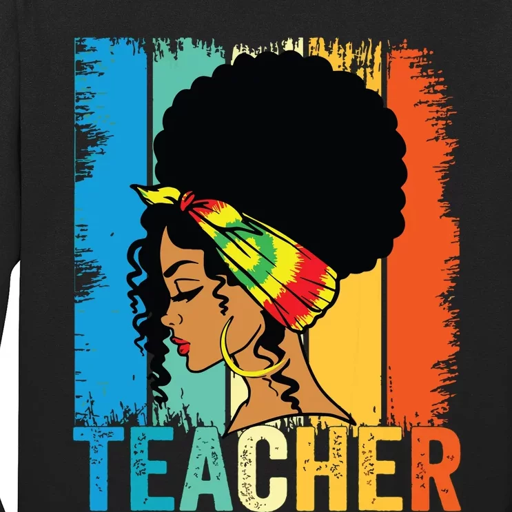 Black Teacher Juneteenth 2024 Afro Woman Black History Month Long Sleeve Shirt